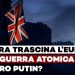 Città inglese bombardata con bandiera union jack lacerata