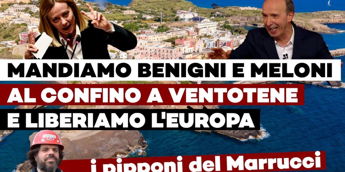 Isola di Ventotene con Giorgia Meloni, Roberto Benigni e Giuliano Marrucci in primo piano