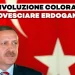 Recep Tayyip Erdogan con la bandiera turca sullo sfondo