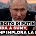 Vladimir Putin fa capolino da un muro di mattoni sfondato