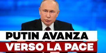 Vladimir Putin su sfondo azzurro
