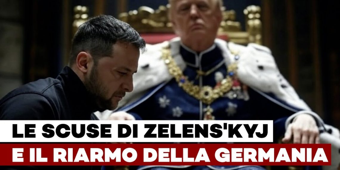 Zelensky chiede scusa in ginocchio a Re Donal Trump