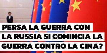 Fila di bandiere cinesi e europee
