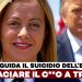 Giorgia Meloni con Donald Trump sullo sfondo