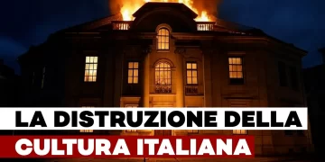 Palazzo della cultura in fiamme