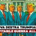 Sette sagome identiche di Donald Trump davanti alla Casa Bianca