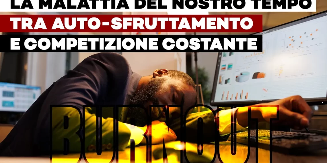 Uomo addormentato sulla scrivania davanti al pc