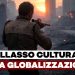 Uomo che imbraccia un'arma in una città distrutta