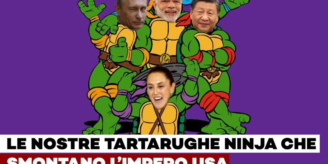 Vladimir Putin, Narendra Modi, Xi Jinping e Claudia Sheinbaum sono tartarughe ninja