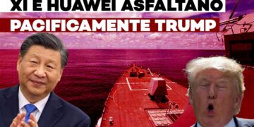 Xi Jinping e Donald Trump con alle spalle una portaerei