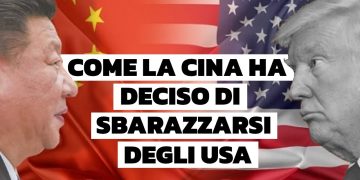Xi Jinping e Donald Trump con la bandiera cinese e statunitense sullo sfondo