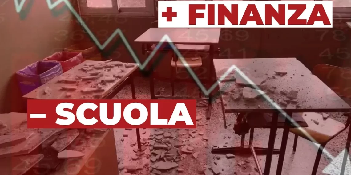 Aula scolastica in macerie