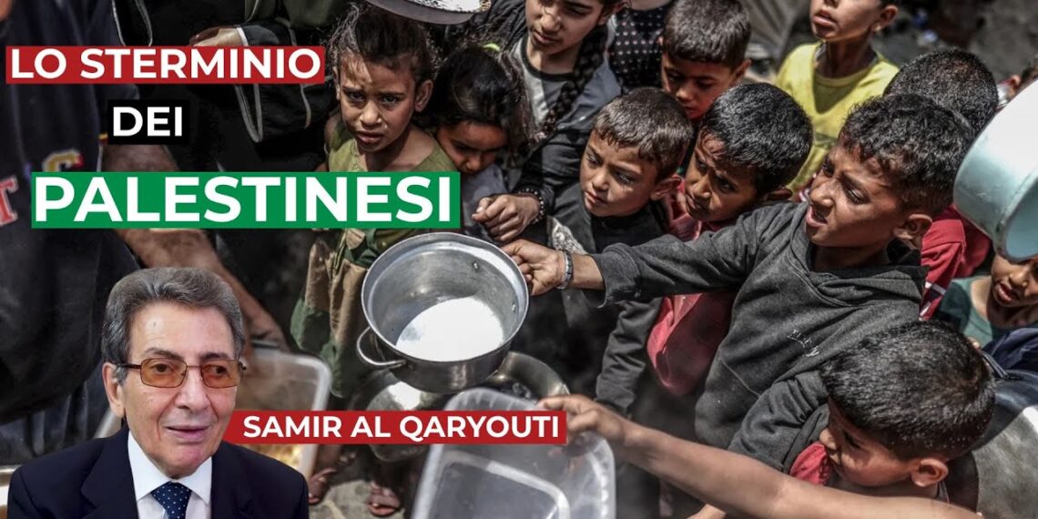 Bambini palestinesi affamati. Samir Al Qaryouti in primo piano