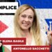 Bandiere palestinese e israeliana con Giorgia Meloni al centro. Elena Basile e Antonello Sacchetti in primo piano