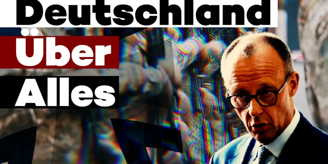 Friedrich Merz su uno sfondo astratto