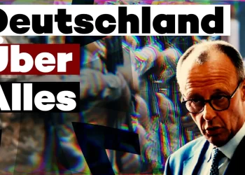 Friedrich Merz su uno sfondo astratto