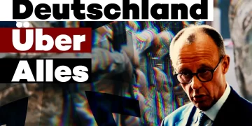 Friedrich Merz su uno sfondo astratto