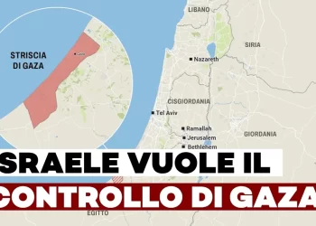 Mappa della Palestina con la Striscia di Gaza in evidenza