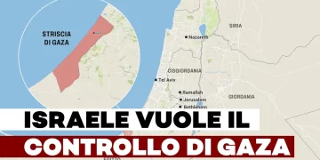 Mappa della Palestina con la Striscia di Gaza in evidenza