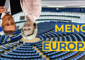 Parlamento europeo. Mario Draghi e Ursula von der Leyen capovolti