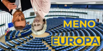 Parlamento europeo. Mario Draghi e Ursula von der Leyen capovolti