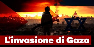 Ragazzo di spalle guarda le macerie di Gaza