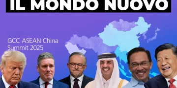Sfondo del Summit ASEAN. In primo piano alcuni leader mondiali