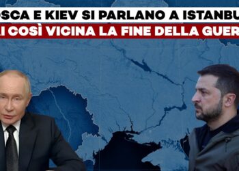 Vladimir Putin e Volodymyr Zelensky con una mappa alle spalle