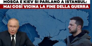 Vladimir Putin e Volodymyr Zelensky con una mappa alle spalle