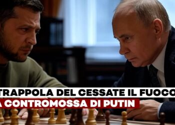 Volodymyr Zelensky e Vladimir Putin giocano a scacchi