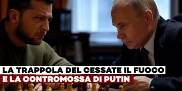Volodymyr Zelensky e Vladimir Putin giocano a scacchi