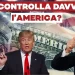 Bandiera degli Stati Uniti. Lindsay Graham, Donald Trump e Vladimir Putin in primo piano