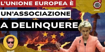 Bandiera europea in fiamme. Ursula von der Leyen in primo piano