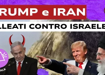 Benjamin Netanhyau, Donald Trump e ali Khamenei. Esplosione sullo sfondo