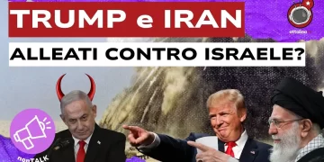 Benjamin Netanhyau, Donald Trump e ali Khamenei. Esplosione sullo sfondo