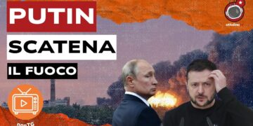 Bombardamento a Kiev. Vladimir Putin e Volodymyr Zelensky in primo piano