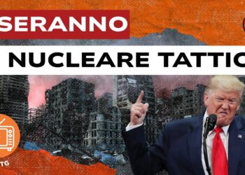 Città bombardata. Donald Trump in primo piano
