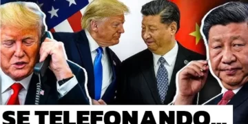 Collage di volti di Donald Trump e Xi Jinping