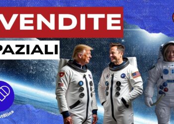Donald Trump, Elon Musk e Giorgia Meloni vestiti da astronauti in un paesaggio lunare