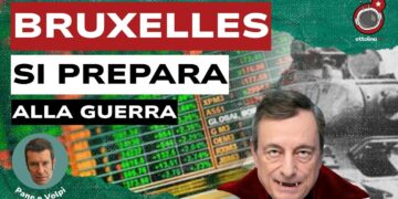 Listino di borsa- Mario Draghi vampiro in primo piano