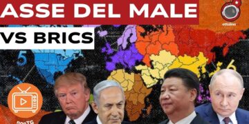 Mappa del mondo. Donald Trump, Benjamin Netanhyau, Xi Jinping e Vladimir Putin in primo piano