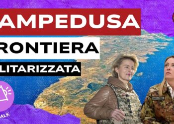 Mappa della Sicilia. Giorgia Meloni e Ursula von der Leyen in divisa militare in primo piano