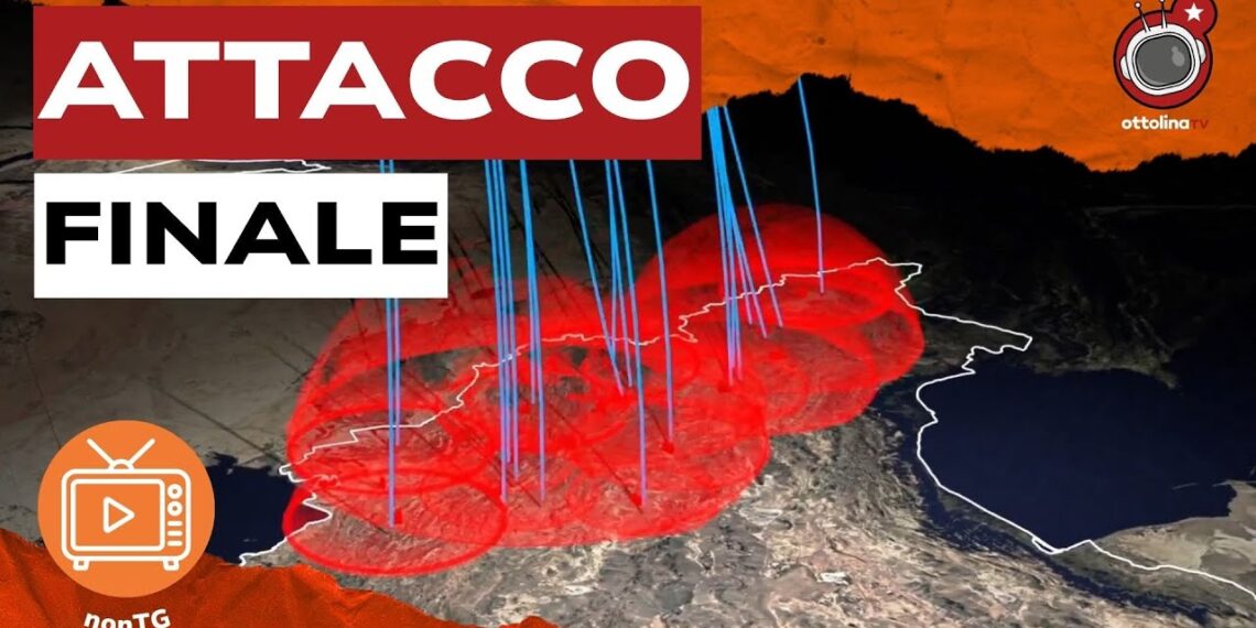 Mappa stilizzata con attacchi missilistici