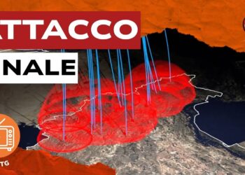Mappa stilizzata con attacchi missilistici