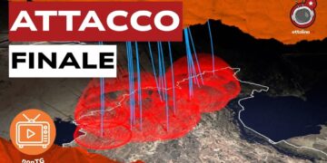 Mappa stilizzata con attacchi missilistici