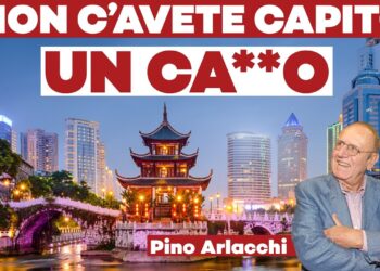 Paesaggio cinese. Pino Arlacchi in primo piano