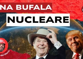 Ronald Reagan e Donald Trump. Sullo sfondo una cupola dorata sulla superficie terrestre
