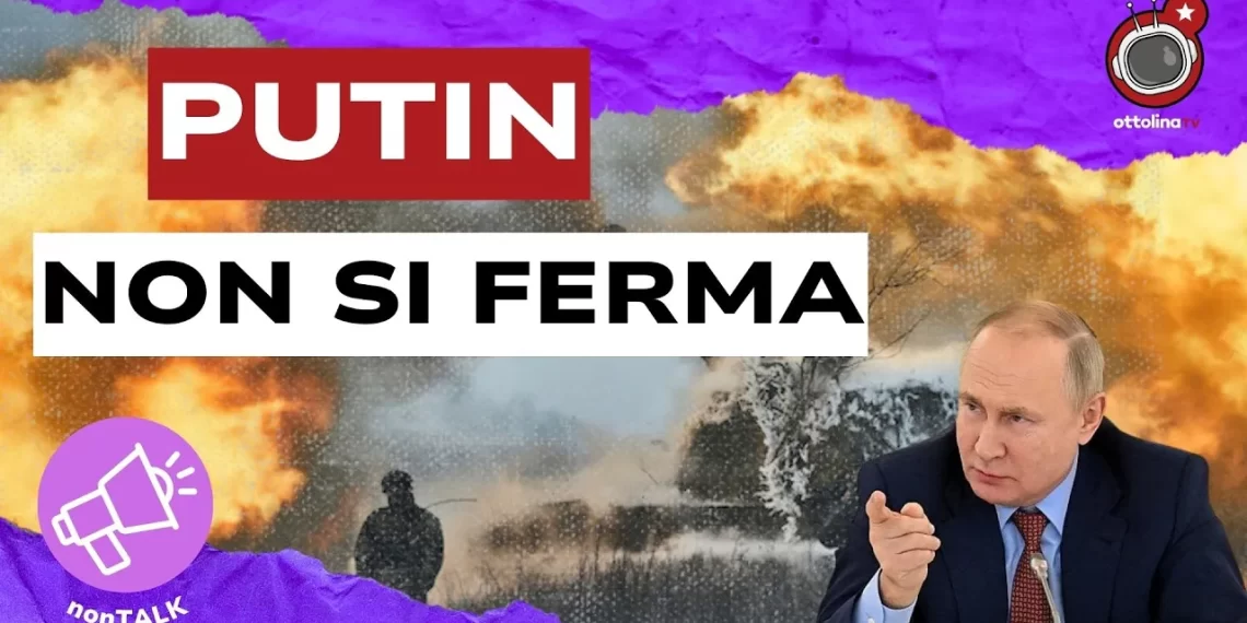 Scena di guerra. Vladimir Putin in primo piano