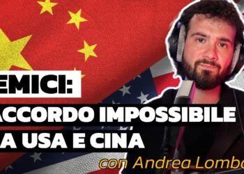 Bandiere di Cina e Stati Uniti. Andrea Lombardi in primo piano