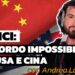 Bandiere di Cina e Stati Uniti. Andrea Lombardi in primo piano